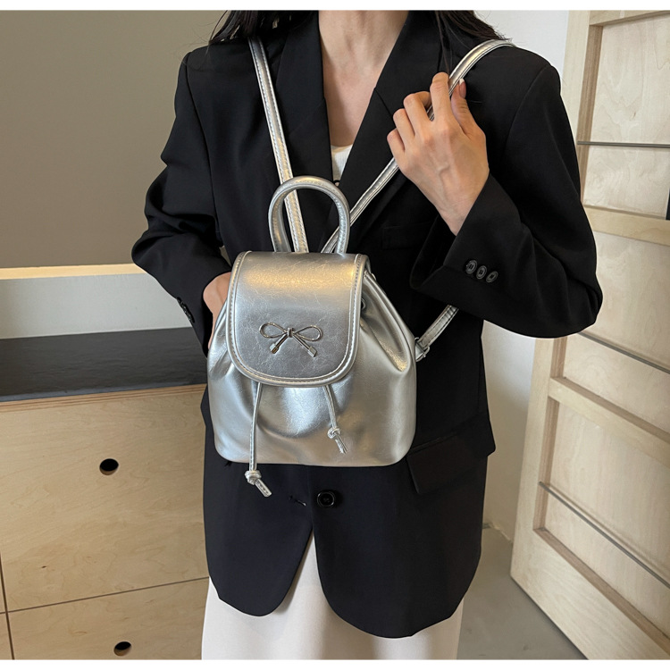 2024 New Fashionable Bucket Bow Korean Edition Casual Shoulder Small Women's Bag Handheld Personalized Backpack_voghion.com