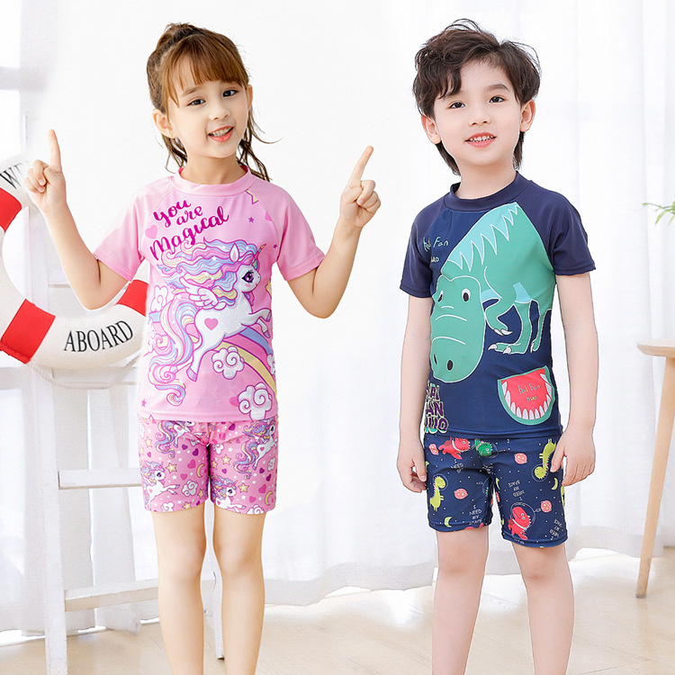 Traje de baño de dos piezas para niños europeos y americanos niños medio y grandes niños traje de baño para bebés traje de baño de protección solar traje de surf