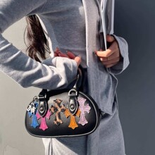 2025新款牛皮保龄球手提包小众设计真皮女小包跨境潮流斜跨包时尚