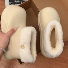 短筒雪地靴女冬季新款外穿防滑加绒保暖厚底防水包跟棉拖鞋女冬天