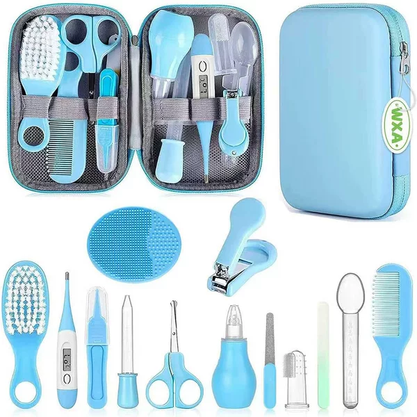 Children's baby nail clippers, 8-piece comb and brush set, nasal aspirator, EVA bag care set, toddler nasal aspirator combination