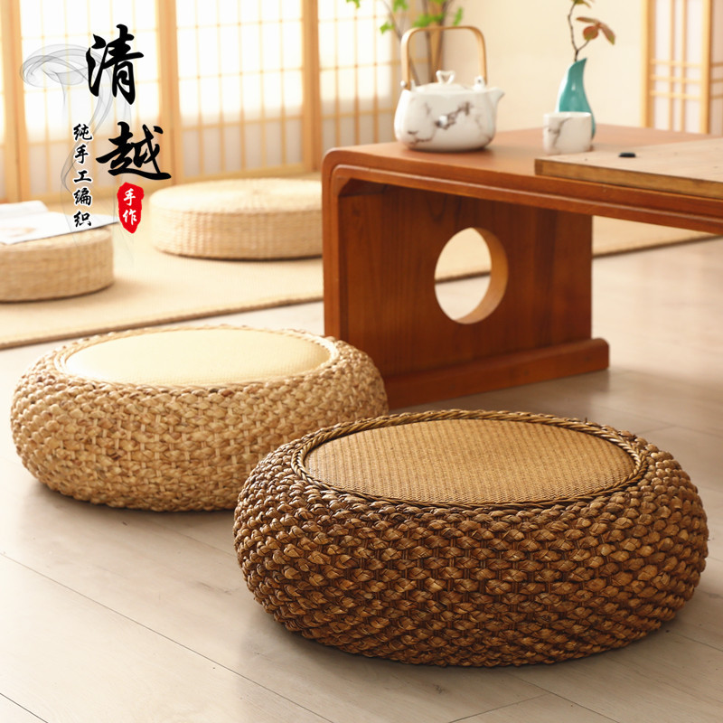 Rattan Futon Cushion for Living Room Thickened Japanese Style Tea Room Cushion for Buddhist Prayer Meditation Mat Tatami Straw Cushion