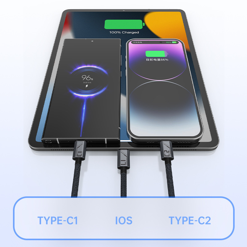 無料分解編組 1 対 3 フラット フルーツ/Android/TYPE-C100W 超高速充電データ ケーブルは多目的に使用できます|undefined