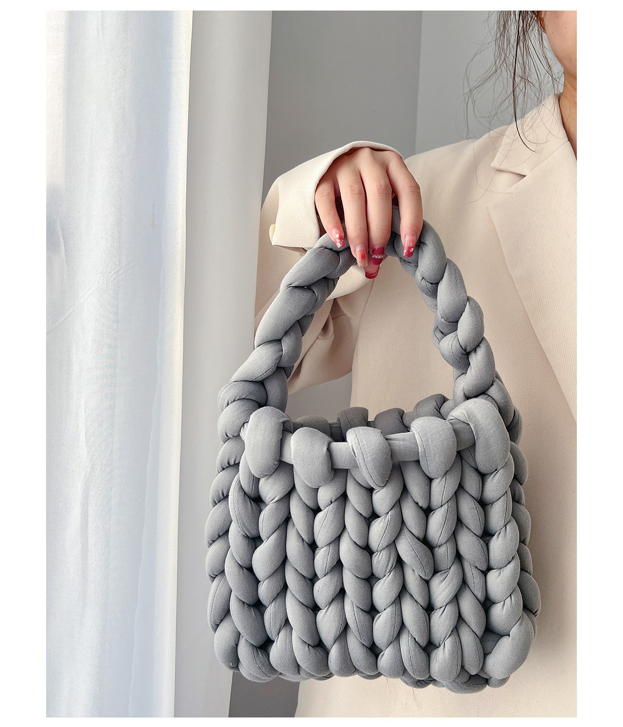 Amazon transfronterizo ultra grueso islandés lana diy bolsos tejidos a mano bolsos de mano coreanos retro versátiles productos terminados