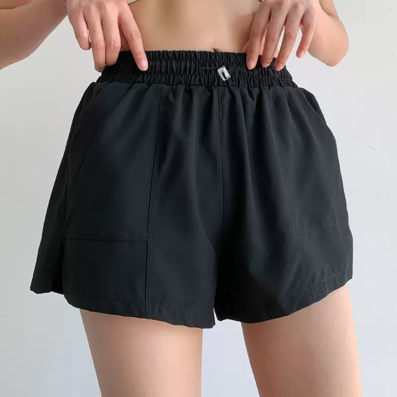 宽松抽绳运动短裤女夏季速干跑步假两件防走光健身高腰休闲瑜伽裤