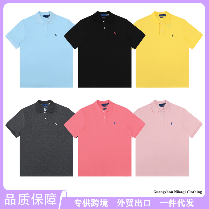 Cross-border RL Ralph POOL short-sleeved summer classic pony embroidery slim fit pure cotton unisex short-sleeved t-shirt