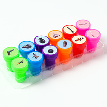 武器工具印章儿童小印章玩具圆形塑料卡通图案印章原子印油章盖印