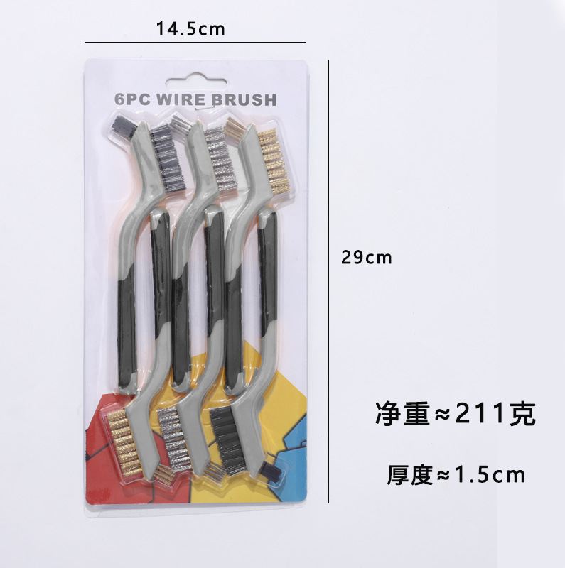 Nueve caballos 3PC traje de doble cabeza cepillo de alambre de acero inoxidable cepillo de alambre de cobre cepillo de limpieza Wenwan cepillo de eliminación de óxido