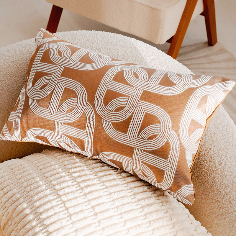 Funda de almohada rectangular de 30x50cm con hebilla plana real de color marrón con leche