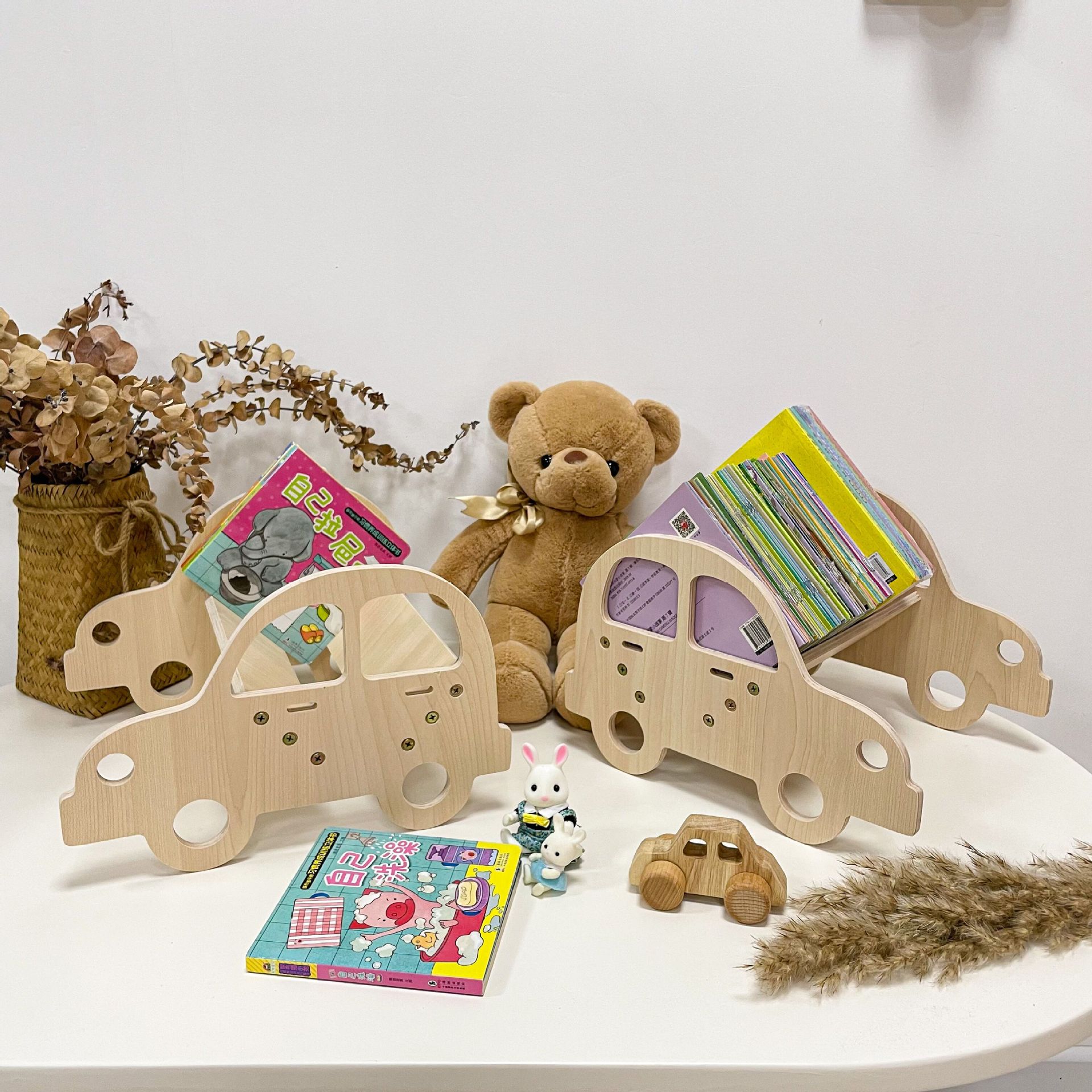 Creative Korean Children's Room Trolley Bookshelf Young Floor-standing Small Picture Book Display Bookshelf Simple Nordic Style Shelf