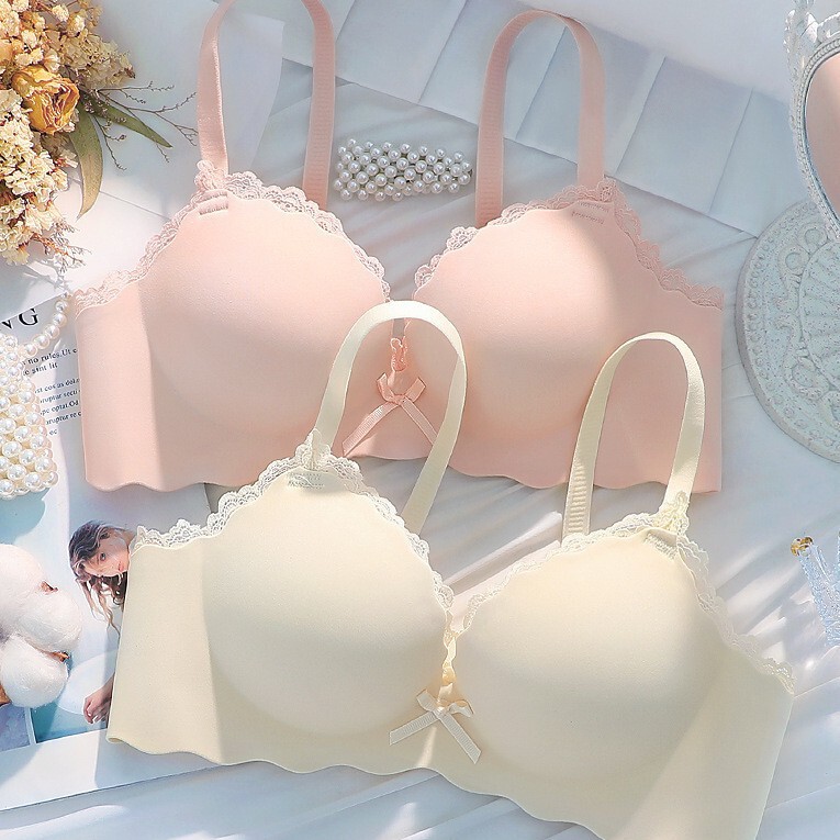 Underwear Women's Small Chest Gathering Pure Thickening One-piece Non-marking Big Girl's Non-steel Ring Sexy Bra suit