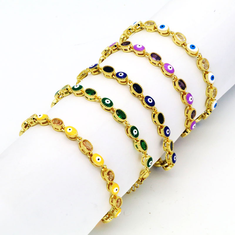 Fashion Devilu0027S Eye Copper Inlay Zircon Bracelets 1 Piece