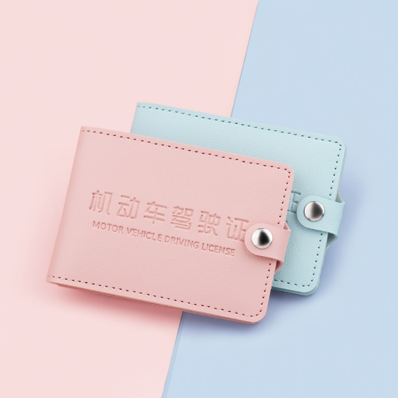 Lindo vehículo de motor Licencia de Conducir estuche de cuero de dibujos animados hembra en línea rojo creativo Licencia de Conducir estuche protector personalizado Licencia de Conducir dos-en-uno