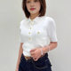 Nanyou High-Quality Embroidered Little Bee Silk Cool Thin Polo Lapel Short-Sleeved Knitwear for Women 2025 Summer Style