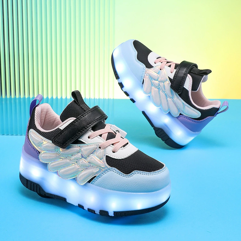 Детские модные неоновые светящиеся кроссовки, sneakers, ролики для мужчин и женщин