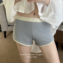 白色三分裤女夏 莫代尔薄款安全裤 防走光撞色热裤高弹打底短裤