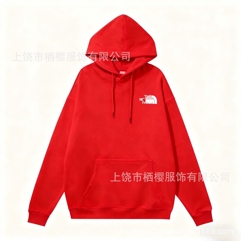 The North Face Trendy Brand Hooded Fleece Sweatshirt, New Autumn and Winter Model, Unisex Couple Style, Classic High-Quality Version, Loose Sweatshirt