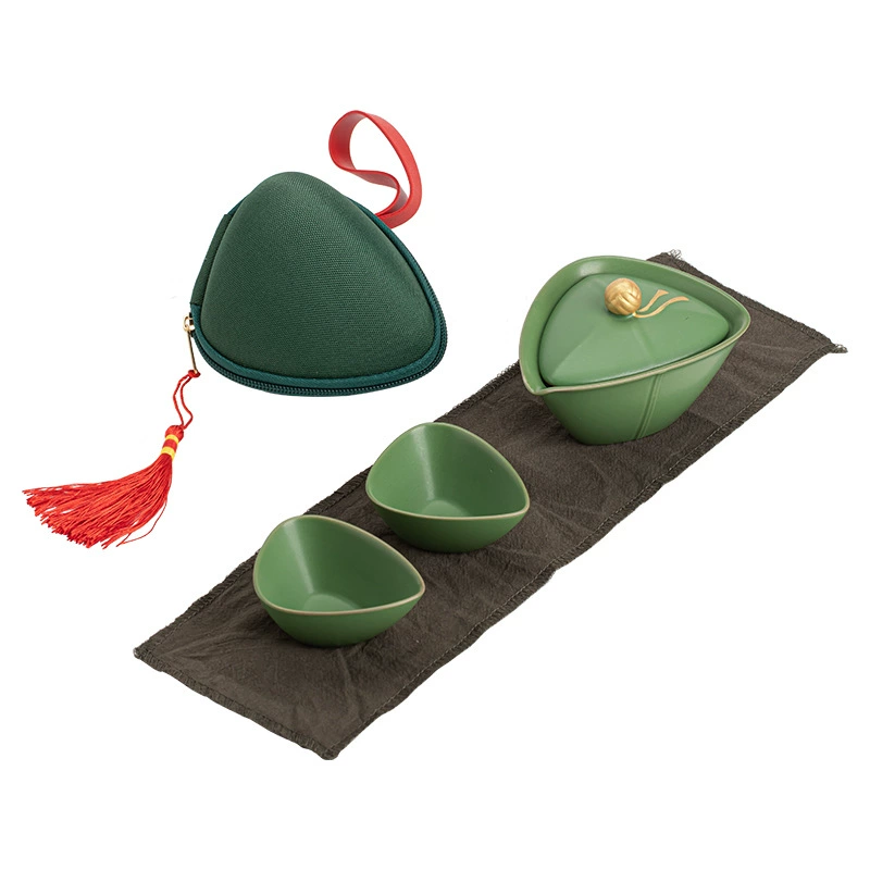 Зонги Ceramic Travel Tea Set One Pot Two Cups Outdoor Portable Zongzi Quick Guest Cup Tea Maker Business Souvenir