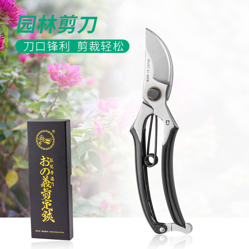 新款不锈钢树枝剪 盆栽园林果树剪刀修枝弯头园林工具剪大量批发