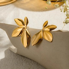 ヨーロッパとアメリカの絶妙な花と葉のイヤリング、クロスボーダーベストセラーのレトロでシンプルで多用途なイヤリング、女性用のハイエンドメタルイヤリング