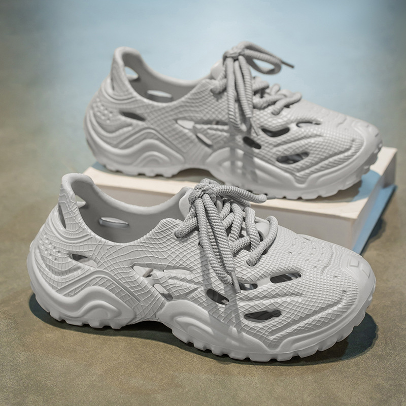 Trazando el río, zapatos con agujeros, estilo de hombre 2025, nueva playa, antideslizante, pisando la mierda, zapatillas Baotou, uso de verano image 5