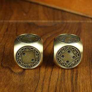 Pure Copper Solid Dice Ornaments Gift Small Large Dice Grain Dice Cup Mahjong Color Metal Brass Cattle Hand Handles