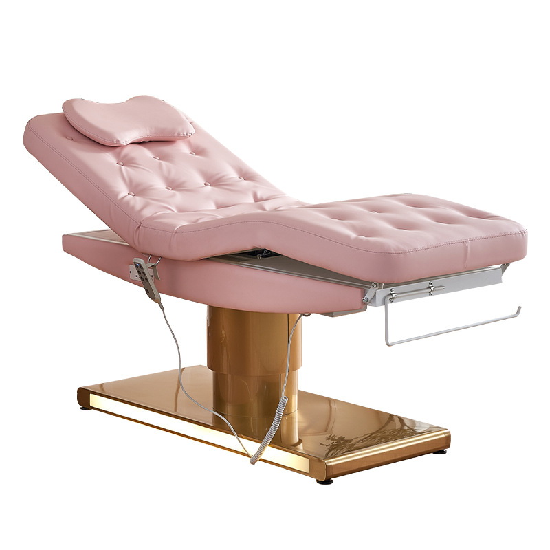 Cama de belleza eléctrica multifuncional, masaje, toma de orejas, empuje de patrón de espalda, bordado, ajuste de elevación y bajada para salón de salud, salón de belleza especial