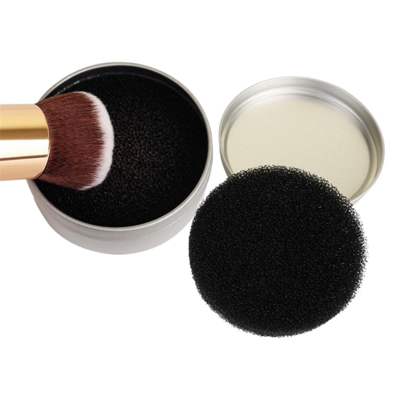 Beauty Tools Water-Free Cleaning Box Lazy Portable Eyebrow Pencil Makeup Brush Cleaning Sponge Tinplate Box