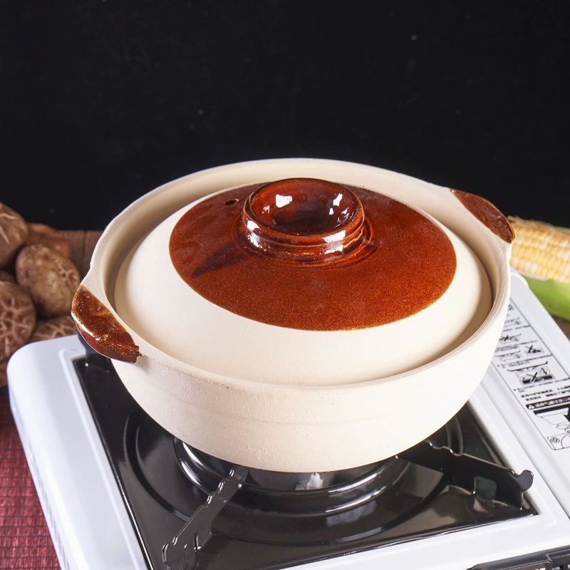 Классическая керамическая кастрюля с двумя ручками, специальная глиняная рисоварка, маленький песочный горшок, горшок с защёлками
