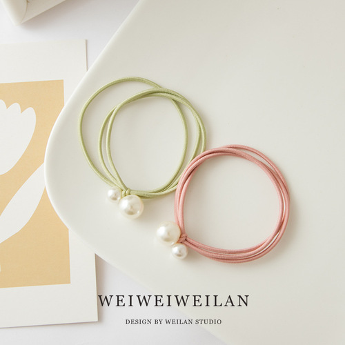 ins simple size pearl hair rope cute high elastic hair tie forest headband Korean style small fresh headwear
