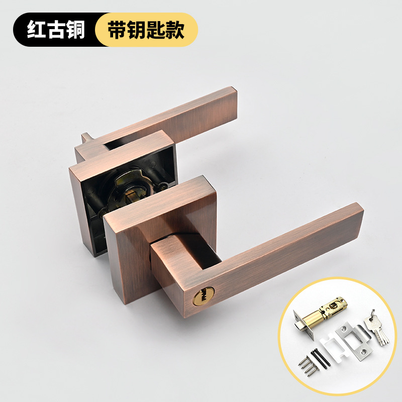 Cerradura de puerta interior cerradura de manija de aleación de aluminio ajustable habitación de madera manija de puerta cerradura cuadrada simple americana pesada cerradura de tres polos