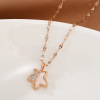 Fashionable necklace, pendant, accessories, city style, maple leaf, micro incrustation, European style, does not fade