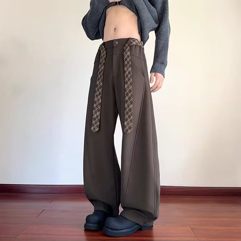 Draped Straight Wide-Leg Long Cross-Border Nasa Belt Workwear Trousers Unisex Autumn Plus Size American Retro Style Draped Straight Wide-Leg Long Cross-Border Nasa Belt Workwear Trousers Unisex Autumn Plus Size American Retro Style