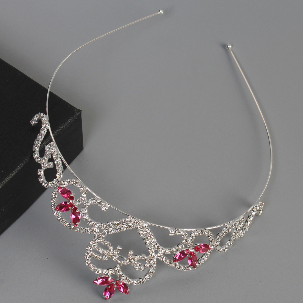 Women's Simple Style Solid Color Alloy Inlay Rhinestones Hair Band display picture 23