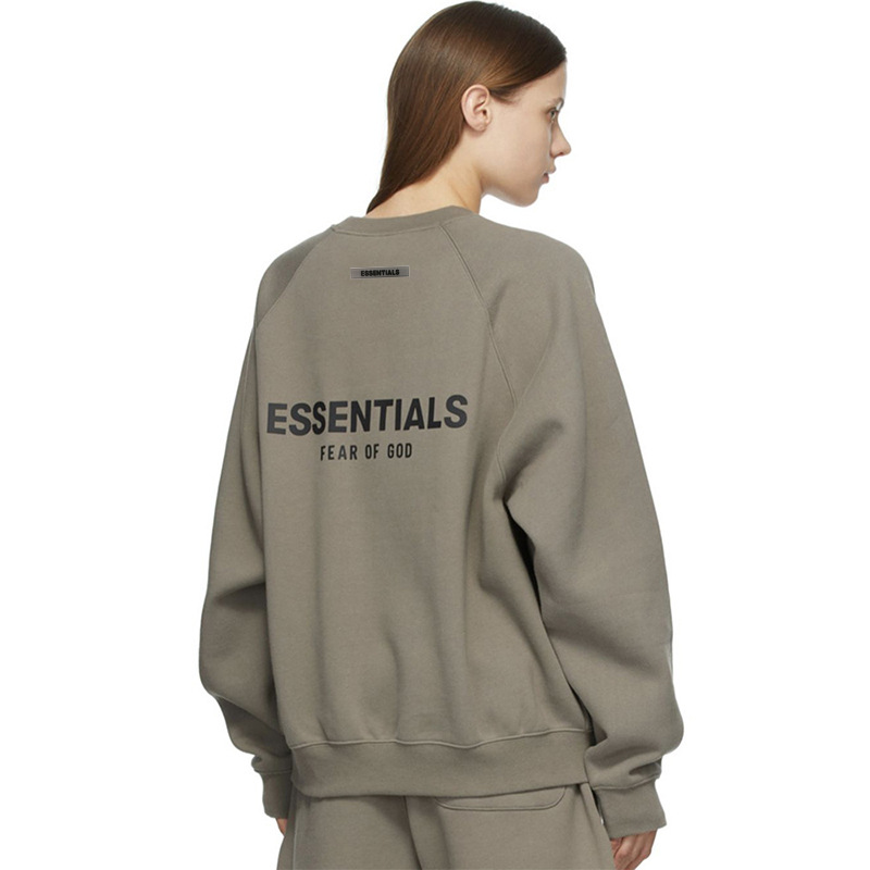 FOG ESSENTIALSZONE Silicone Letter Crew Neck Sweatshirt for Men and Women, Couple's High Street Loose Fit Trendy
