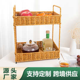 跨境代发手提果篮子花篮田园风格花篮鲜花多肉篮藤编子手提收纳