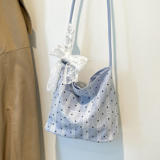 Summer Niche Plaid Underarm Bag 2024 Autumn New Fashion Portable Bucket Bag Lace Exquisite Shoulder Bucket Bag