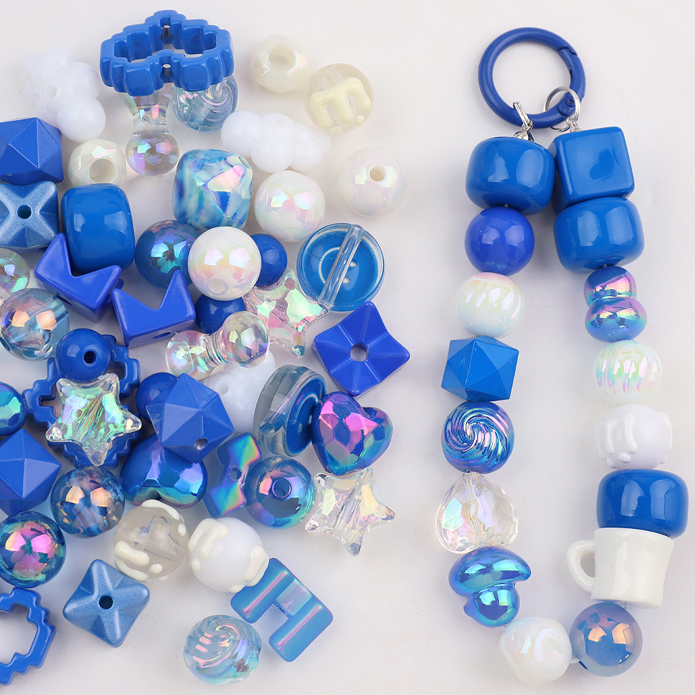 電気メッキUVカラー高光沢異形人魚姫穴あきビーズ手作りDIYネックレス携帯ストラップ材料パックアクセサリー