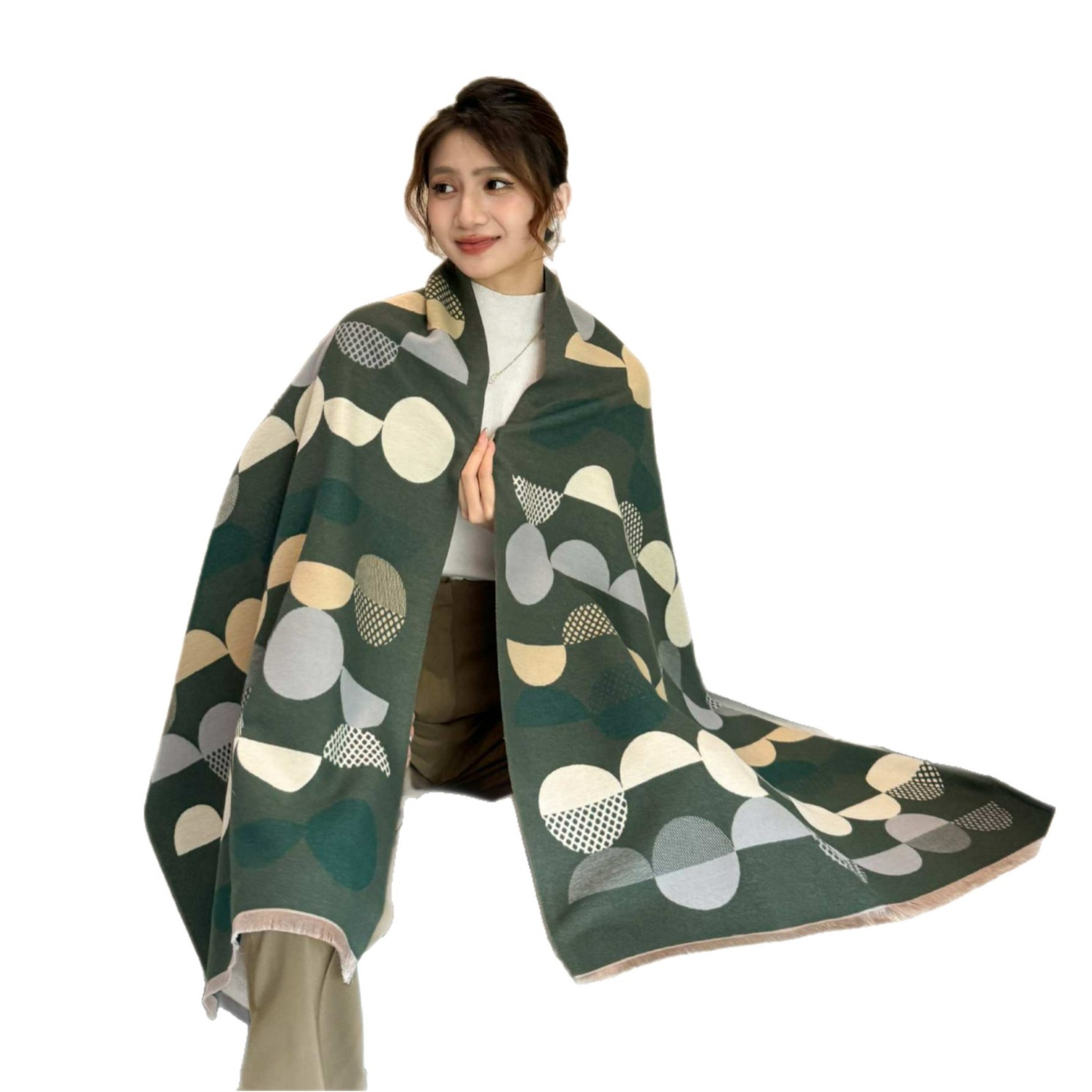 Sciarpa donna double-face in finto cashmere, scialle color-block_voghion.com