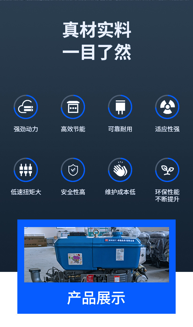 Foreign Trade Yuchai Water-Cooled Single-Cylinder Diesel Engine 12/15/18 Horsepower Small Tractor Electric Start Water-Cooled Diesel Engine