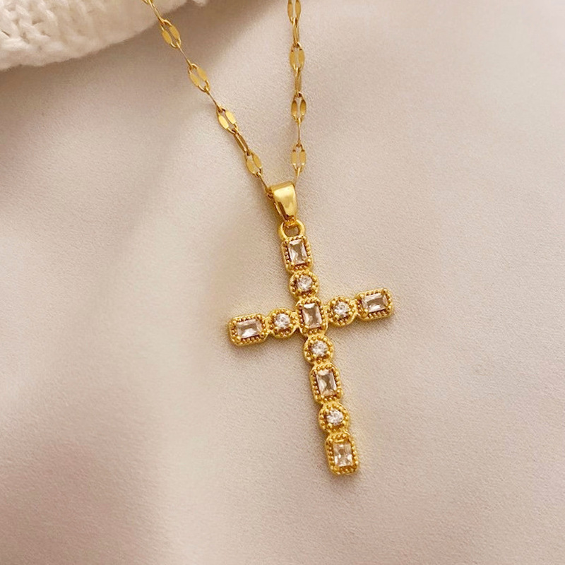 Cross-Border Jewelry Shein Temu Cross Accessible Luxury Full Diamond Necklace Fashionable Versatile Clavicle Chain Exquisite Cross-Border Jewelry Shein Temu Cross Accessible Luxury Full Diamond Necklace Fashionable Versatile Clavicle Chain Exquisite