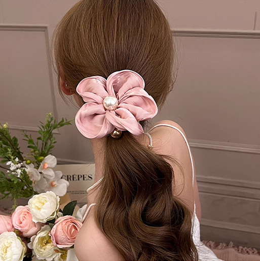 Perlen Rosen Haargummi Blumen Elastisch Für Damen Ins Stil_voghion.com