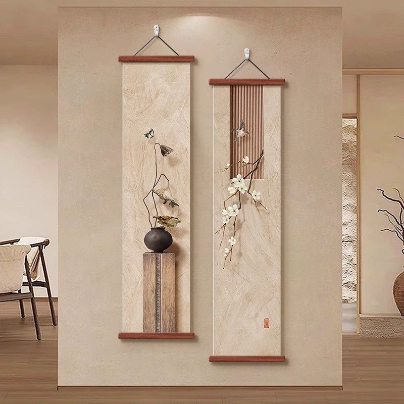 New Chinese Style Entrance Decorative Painting Vertical Version Corridor Aisle Decoration Long Hanging Painting Room Background Wall