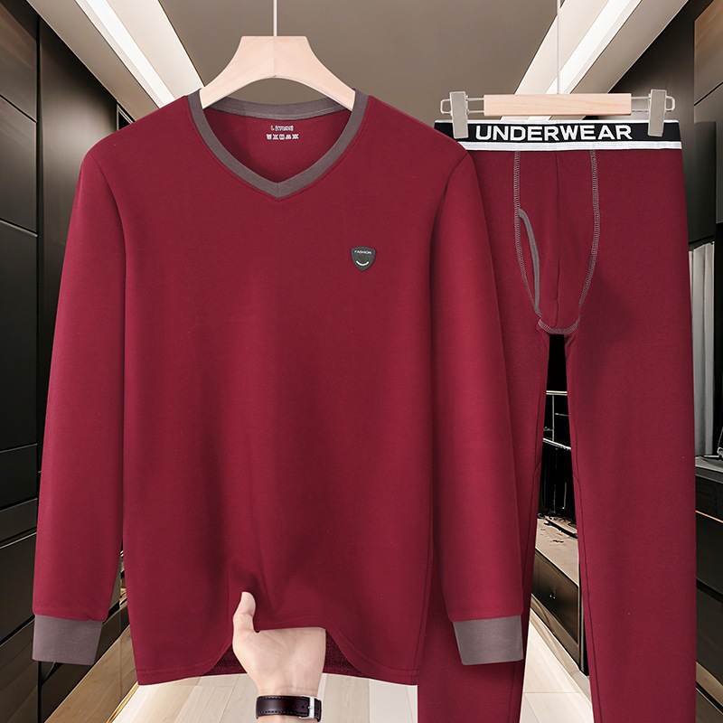 Pure Cotton Thermal Underwear Set Men's V-Neck Warm Underwear Set Autumn Clothes and Pants 2026 Trendy Autumn Clothes and Pants Pure Cotton Thermal Underwear Set Men's V-Neck Warm Underwear Set Autumn Clothes and Pants 2026 Trendy Autumn Clothes and Pants