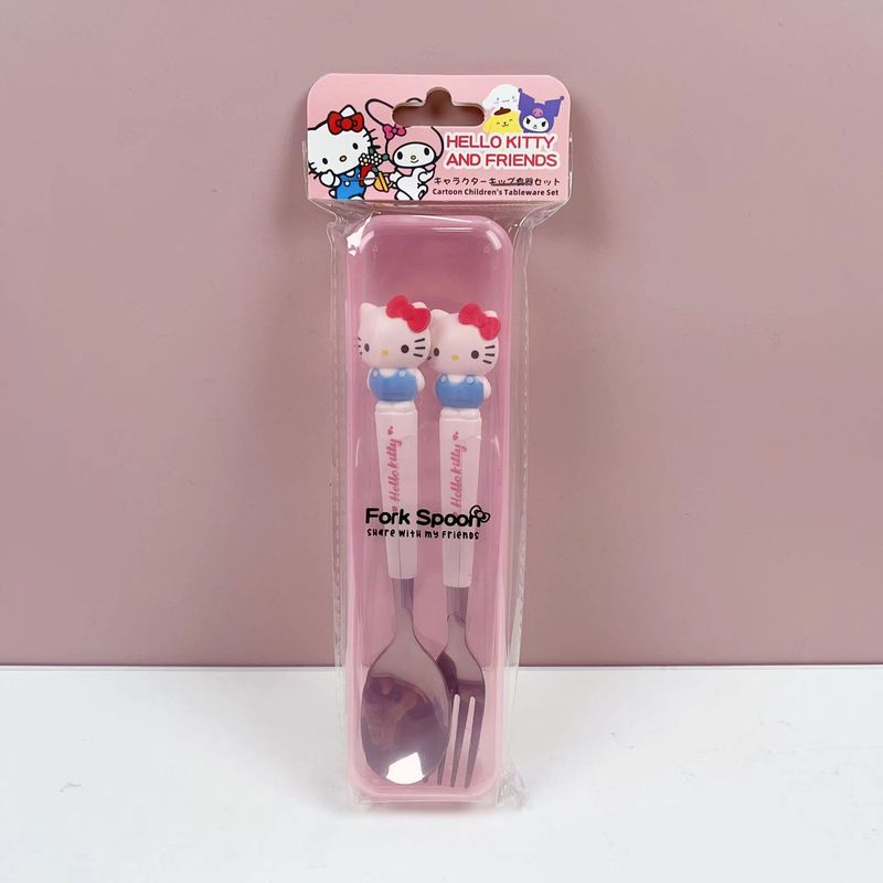 2025新型学生クロミハンドル携帯アニメ子供食器2点セットステンレス食器フォークスプーン|undefined