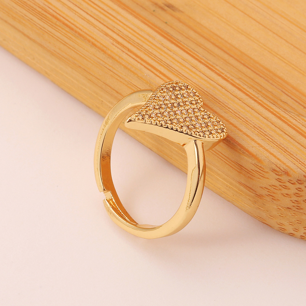 womenu0027s jewelry heart-shaped diamond open adjustable copper ring