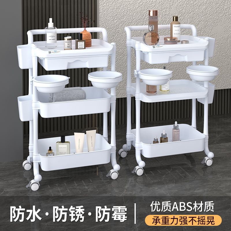美容美发美甲小推车置物架高档可移动三层带抽屉美容院仪器工具车
