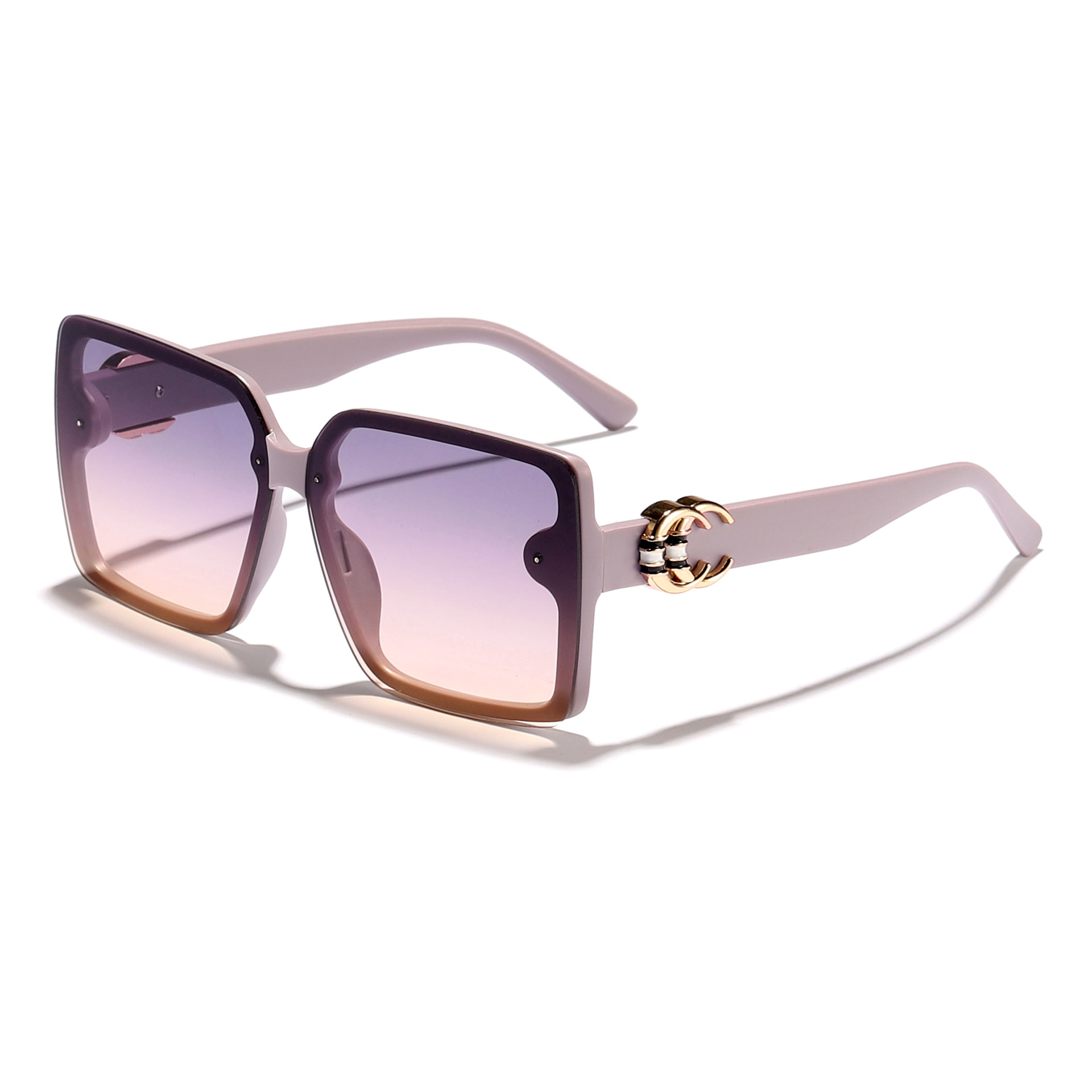 2024 nuevas gafas de sol de lujo ligero con letras cuadradas de marco grande para mujer