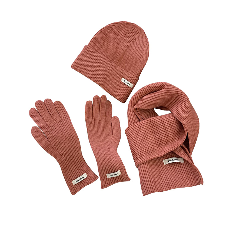 Bufandas guantes de sombrero de tres piezas de invierno nuevas parejas estudiantes de cabina guantes de sombrero bufandas de punto calientes