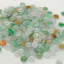 天然缅甸A货翡翠三彩小平安扣可编手链小孩项链吊坠自行DIY